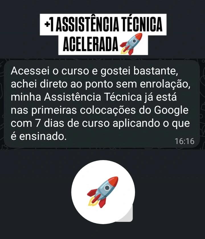 Depoimento 4 de cliente do treinamento Assistência Técnica no Topo do Google